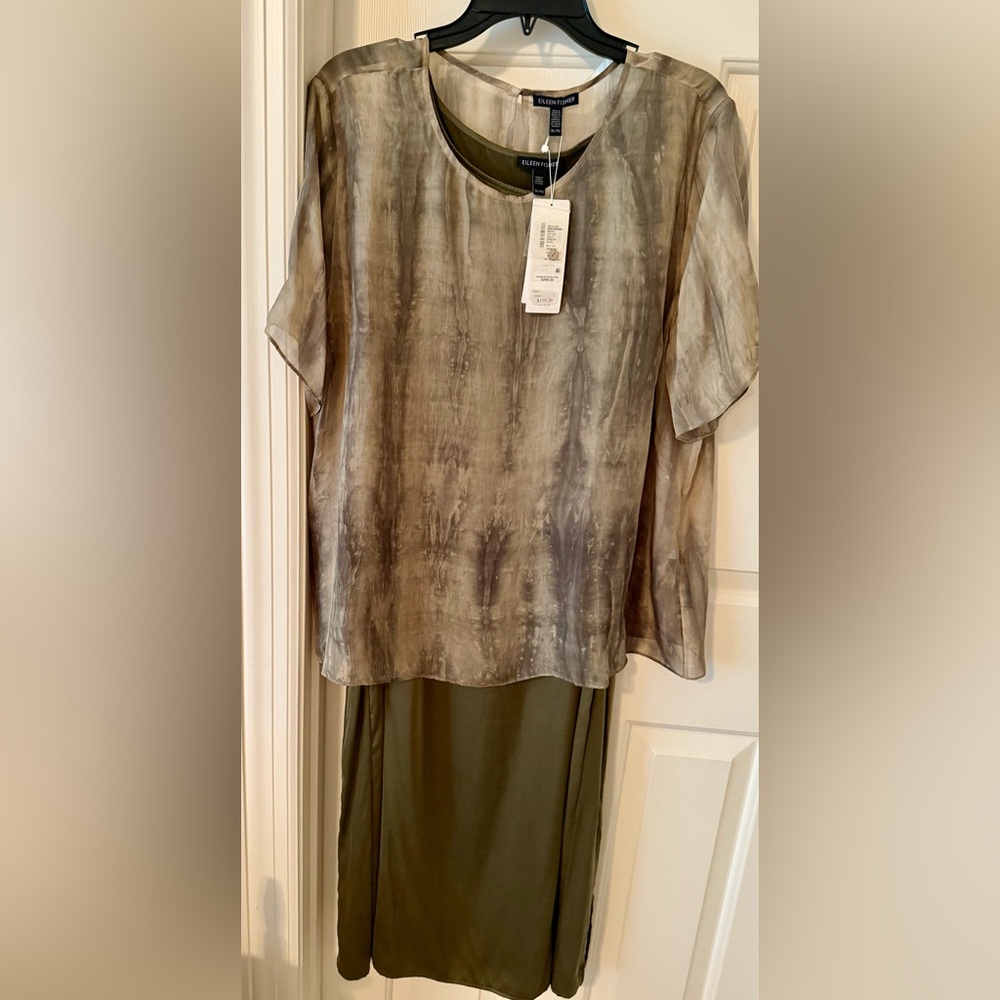 Eileen Fisher Olive Sleeveless Sheath Dress size XL